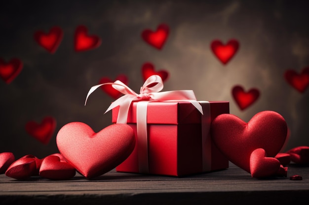 Cuori di San Valentino con scatola regalo