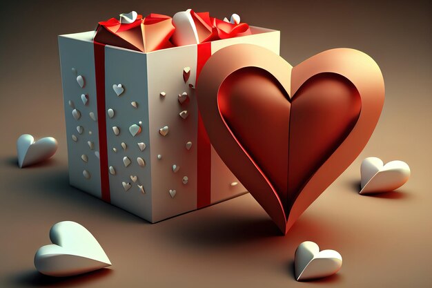 Cuori e bella confezione regalo Generative Ai