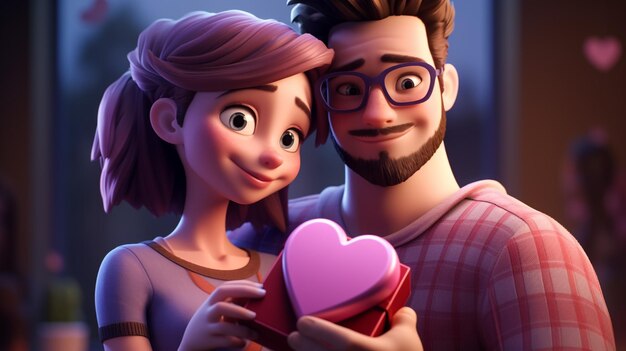 Cuori rosa felici giorno di San Valentino concetto d'amore illustrazione 3d