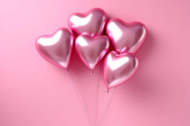 Cuori rosa Moderni palloncini ricoperti di caramelle per l'amore e la celebrazione AI generativa