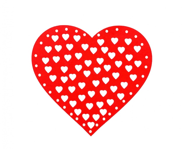 Cuori rossi isolati su sfondo bianco, cuore decorativo per San Valentino