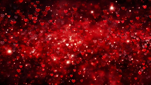 Cuori scintillanti su rosso Ideale per occasioni romantiche e il giorno di San Valentino