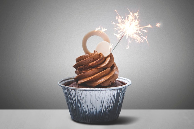 Cupcake al cioccolato con fuochi d'artificio