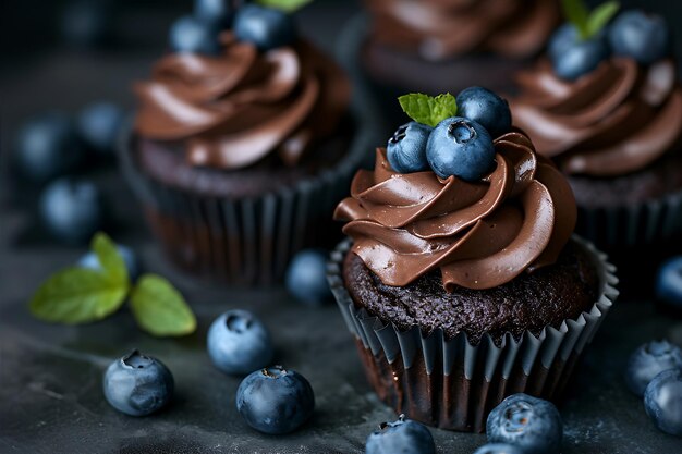 Cupcake al cioccolato con mirtilli