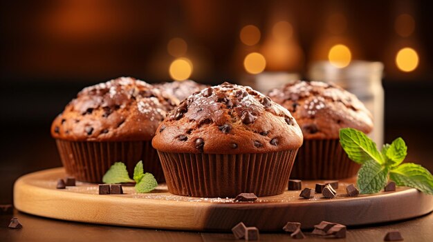 cupcake al cioccolato in un contenitore di carta su bianco Foto di alta qualità