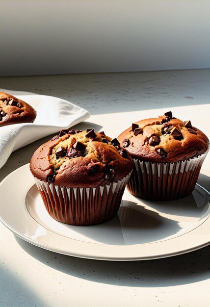 Cupcake al cioccolato su piatto bianco