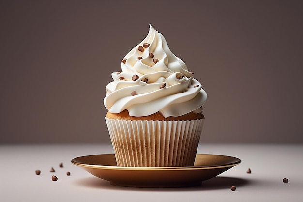 Cupcake alla vaniglia con crema e schegge di cioccolato