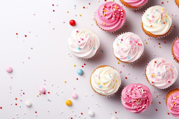 Cupcake appena cucinati con glassa di fragole una dolce celebrazione dell'amore