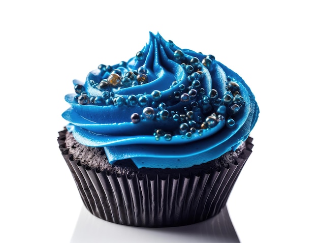 Cupcake blu isolato Colore Cup Cake Deliziosi mirtilli Cupcake Illustrazione di AI generativa astratta