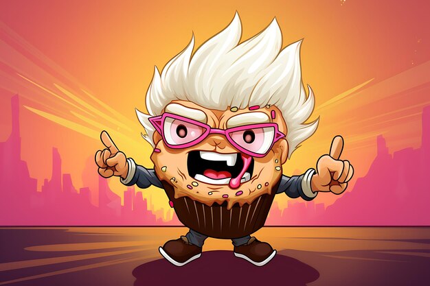 Cupcake che gioca a videogiochi personaggio dei cartoni animati