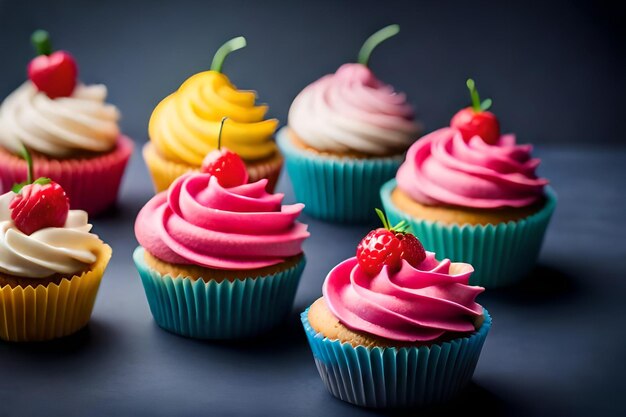 cupcake colorati con deliziosi