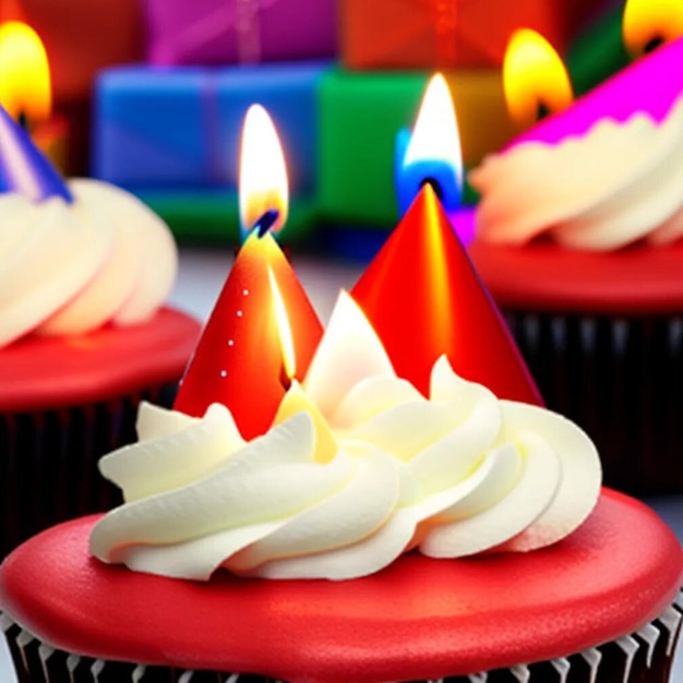 cupcake con candele e panna