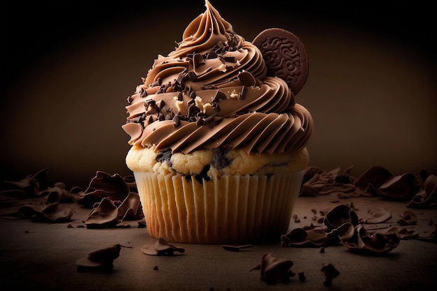 Cupcake con cioccolato AI Generato