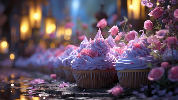 Cupcake con cioccolato Sfondo HD 8K Wallpaper Immagine fotografica stock