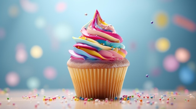 Cupcake con confettini arcobaleno