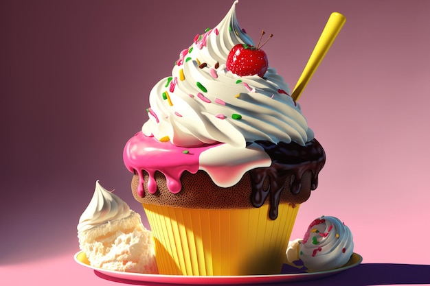 Cupcake con coppa di gelato