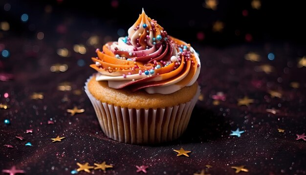 Cupcake con panna e confettini