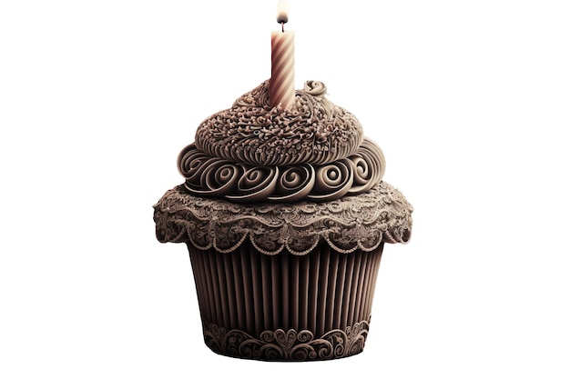 Cupcake deliziosamente sormontato da una candela accesa Celebrazione del compleanno IA generativa