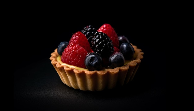 Cupcake di cioccolato al lampone appena cotti in casa con crema generata dall'AI