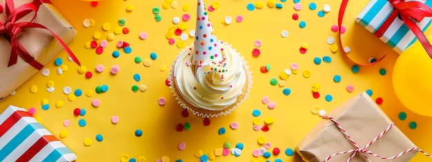 cupcake di compleanno caramelle confetti attenzione selettiva