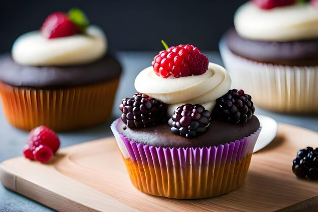 Cupcake di limonata di mirtillo generativo ai