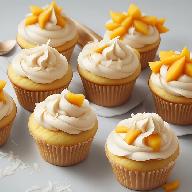 Cupcake di mango con latte di cocco generato da AI