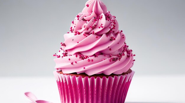 Cupcake natalizio su uno sfondo solido foto macro Dolci natalizi tonalità rosa colore alla moda