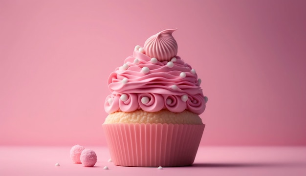 Cupcake rosa per San Valentino Generative AI