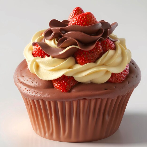 Cupcake Strawberry Cream 3D Realistico