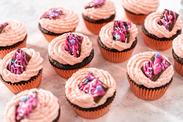 Cupcakes al cioccolato e fragole