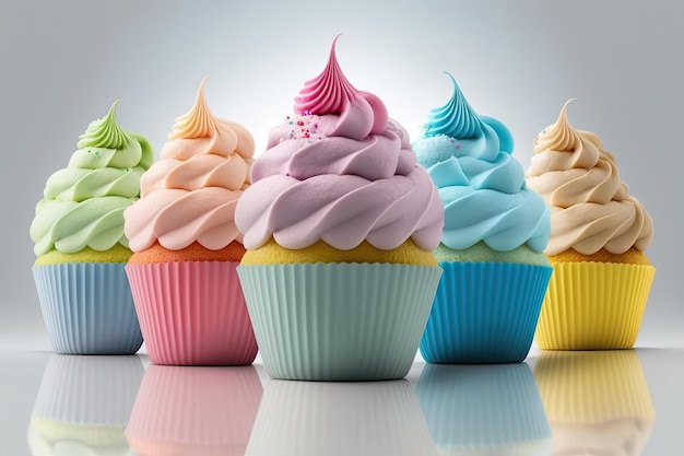 Cupcakes colorati arcobaleno Illustrazione AI Generativo