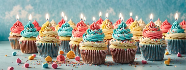 Cupcakes colorati di buon compleanno