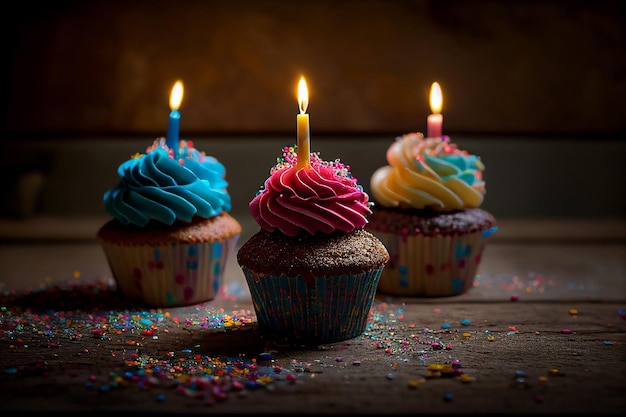 cupcakes con una candela in cima