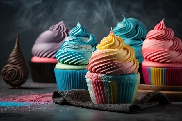 Cupcakes con vari colori e sapori