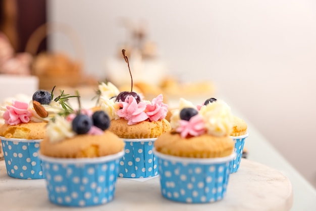 Cupcakes natalizi per un compleanno, una festa della donna o una festa della mamma. Tema di una festa.