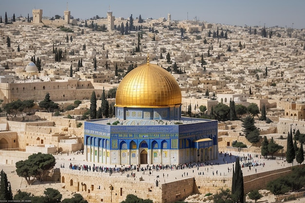 cupola della roccia moschea di alaqsa vecchia città di gerusalemmepalestina