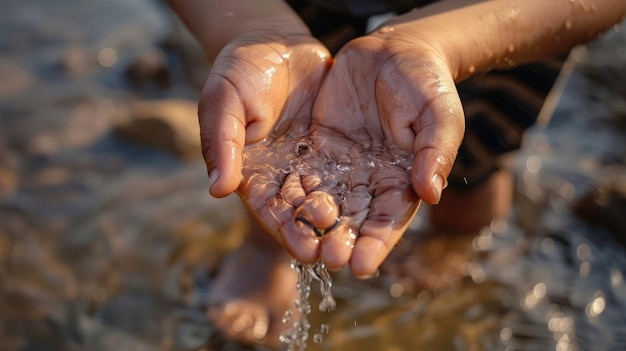 Cura in azione Volontario idrata un bambino assetato incarna la speranza e la sopravvivenza Giornata umanitaria mondiale 19 agosto