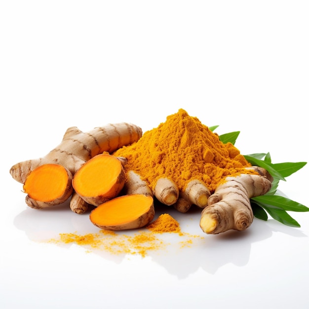 Curcuma con sfondo bianco di alta qualità ultra h