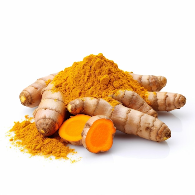 Curcuma con sfondo bianco di alta qualità ultra h