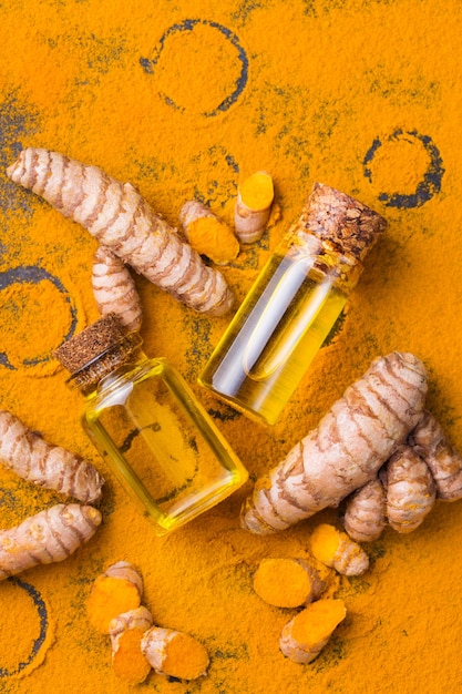 Curcuma olio essenziale di radice d'arancia e polvere di bellezza e spa