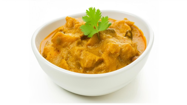Curry di pollo su uno sfondo bianco Isolato Generativo Ai