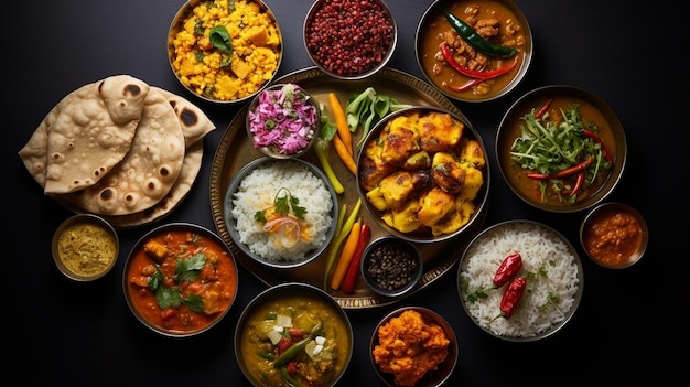 curry e cibo indiano, riso al curry, pollo e masala