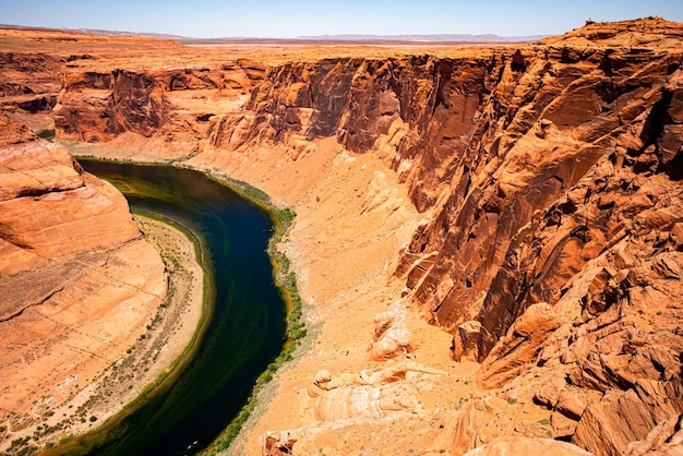 Curva a ferro di cavallo nella pagina. Concetto di successo di stile di vita americano. Avventura Canyon Travel Lifestyle.