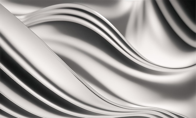 Curva d'onda cromata astratta moderna su sfondo argento di lusso