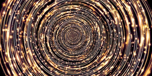 Curva di luce dorata Sfondo astratto cerchio Sparkle sparkle 3d illustration