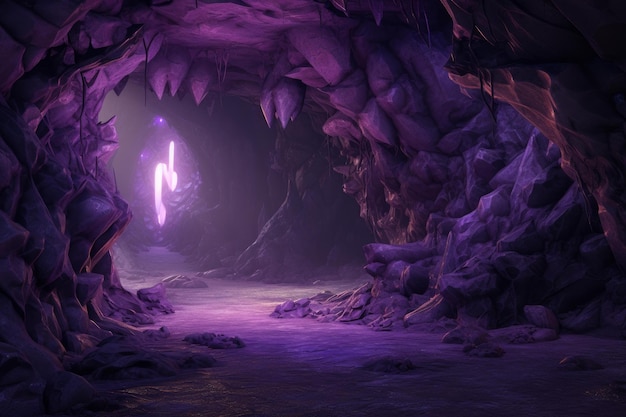 Curva di roccia di grotta viola Generare Ai