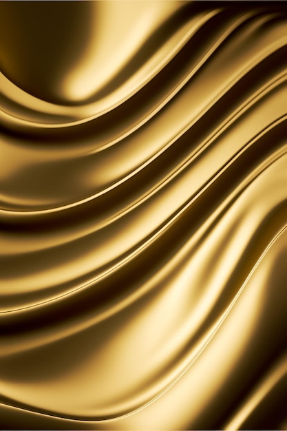 Curva ondulata dorata astratta moderna su uno sfondo dorato di materiale di lusso Ai generato