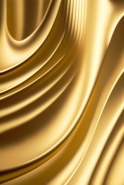 Curva ondulata dorata astratta moderna su uno sfondo dorato di materiale di lusso Ai generato
