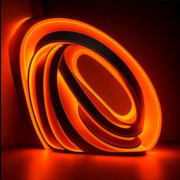 Curve al neon arancione dinamico Ai Generative