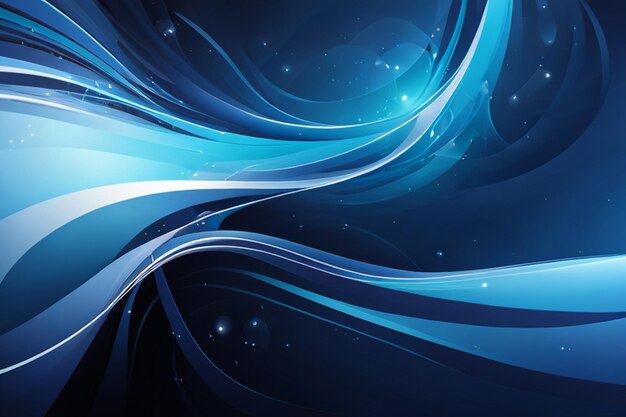 Curve blu ondulate astratte lisce su sfondo nero con spazio di copia